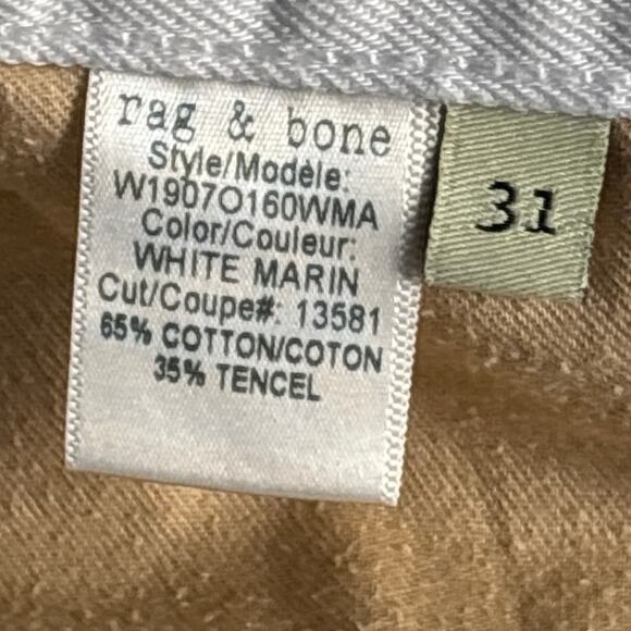 Rag & Bone Marin Bright White Cut-Off Distressed Jeans Shorts White Size 31 - Picture 10 of 10